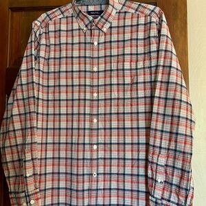 Nautica Men's Casual Red and Blue Checkered Shirt XL